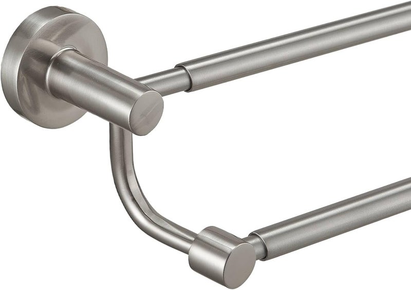 BESy Adjustable 16-26 Inches Double Bath Towel Bar for Bathroom SUS304 Stainless Steel Towel Holder, Hotel Style Wall Mount with Screws Hand Towel Bar Towel Rack Rod Hanger, Brushed Nickel Finish - Image 1